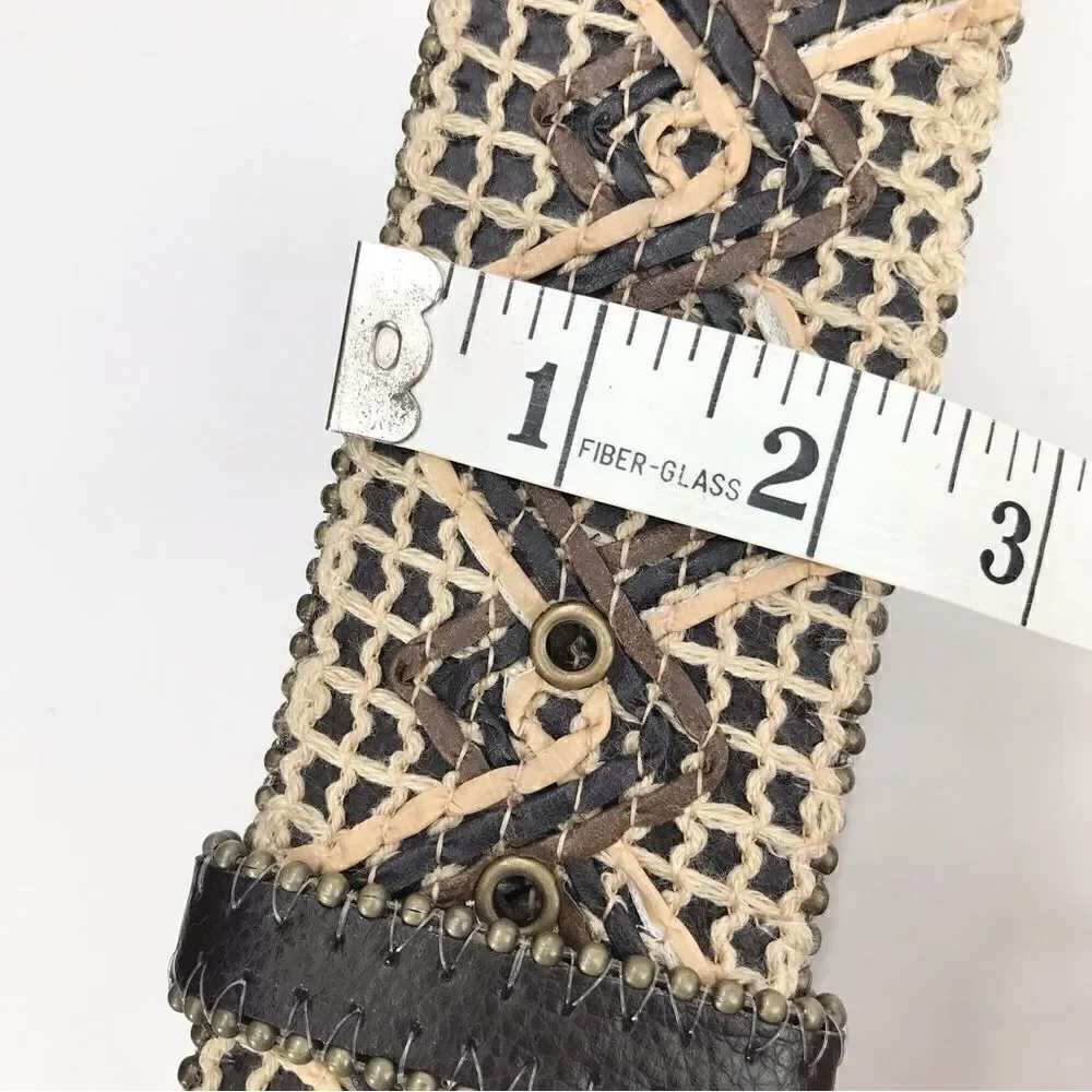 Target Tan Brown Woven Diamond Earthy Boho Festival Hippy Statement Belt